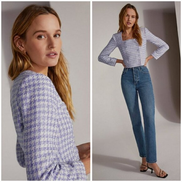 💕FAVORITE DAUGHTER💕 Dasha Top ~ Lilac Tweed 10 NWT